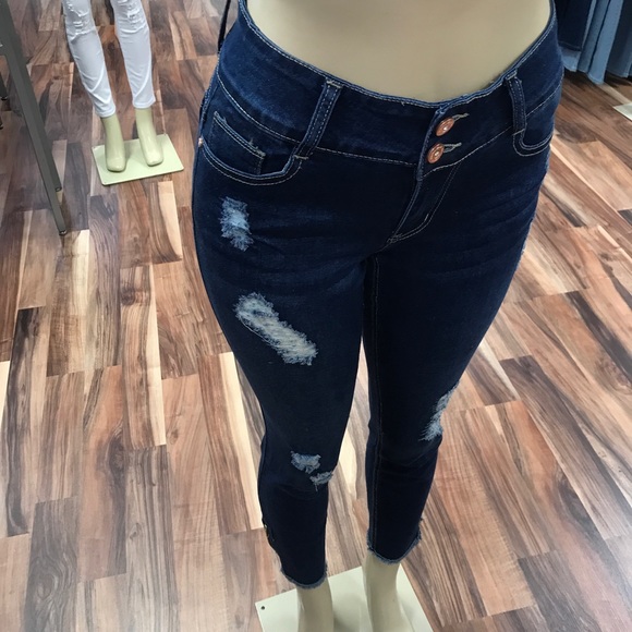 SHOPICANDIES.COM Denim - ‼️ Dark Ripped Distress Skinny Denim Jean Stretch